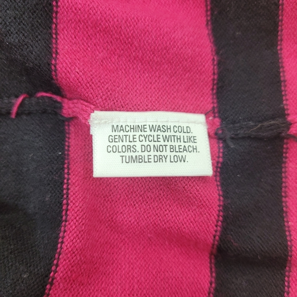 Style&Co Pink Gray Stripes Black baby doll knit sweater boho flare coquette M - Picture 9 of 10